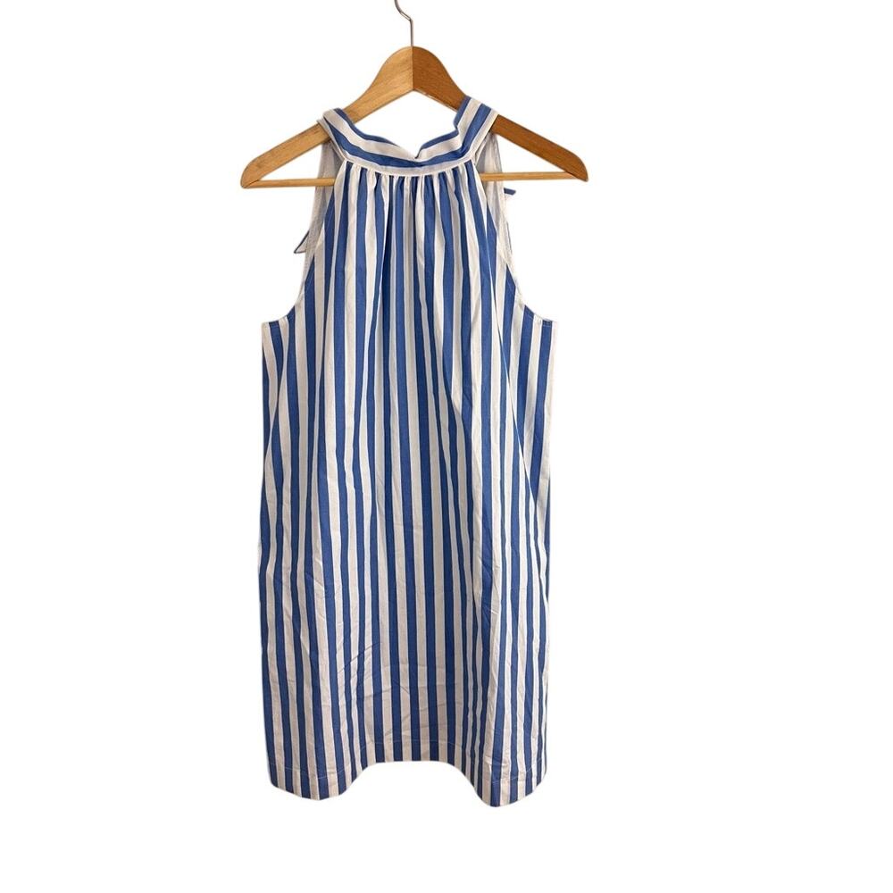 J. Crew‎ Factory Blue White Striped Dress Bow Back Size 4